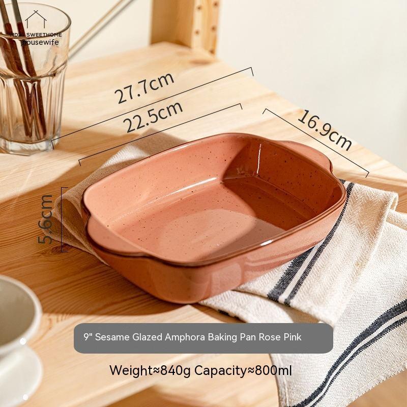 Earth Toned Porcelain Double Ear Baking Dishes