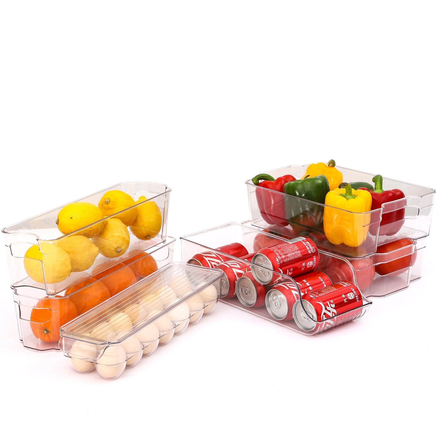 6PC Clear Stackable Refrigerator Bins