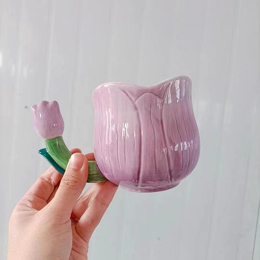 Sculpted Ceramic Tulip Mug