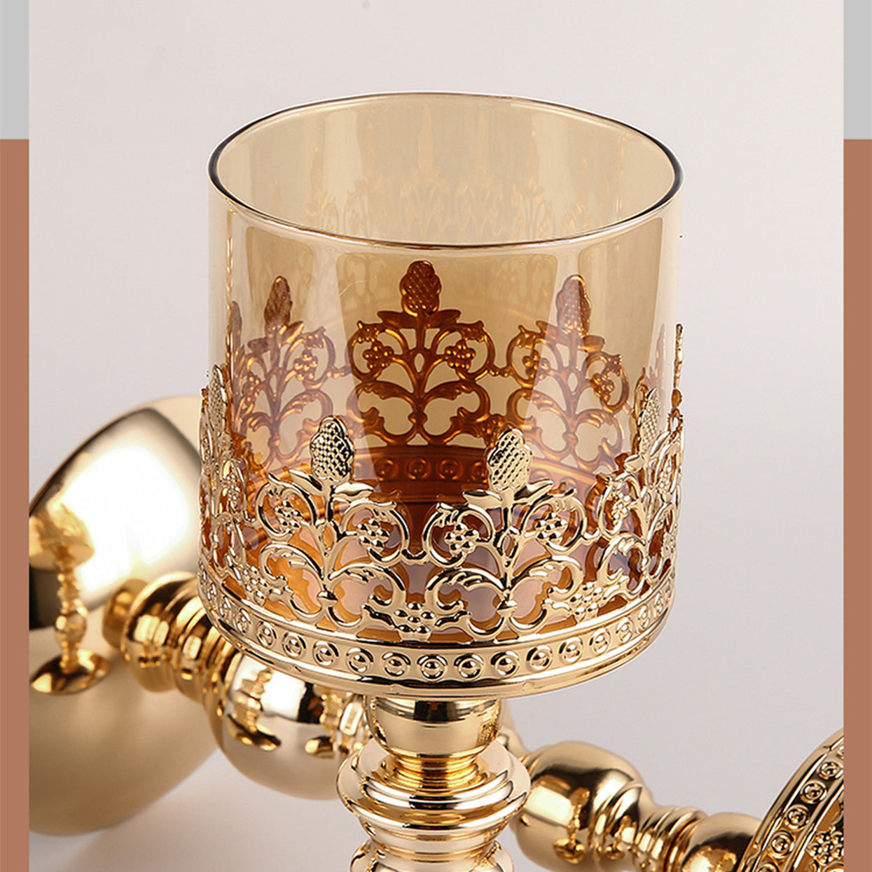 Candle Holder-Crystal Glass & Metal