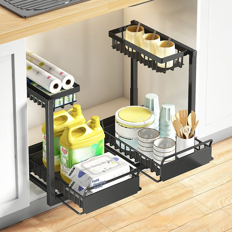 Kitchen Cabinet 2-Tier Pull-Out Organizer Rack