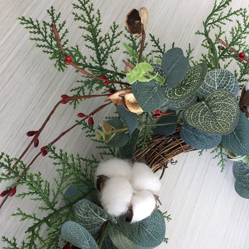 Dried Eucalyptus & Cotton Woodland Wreath