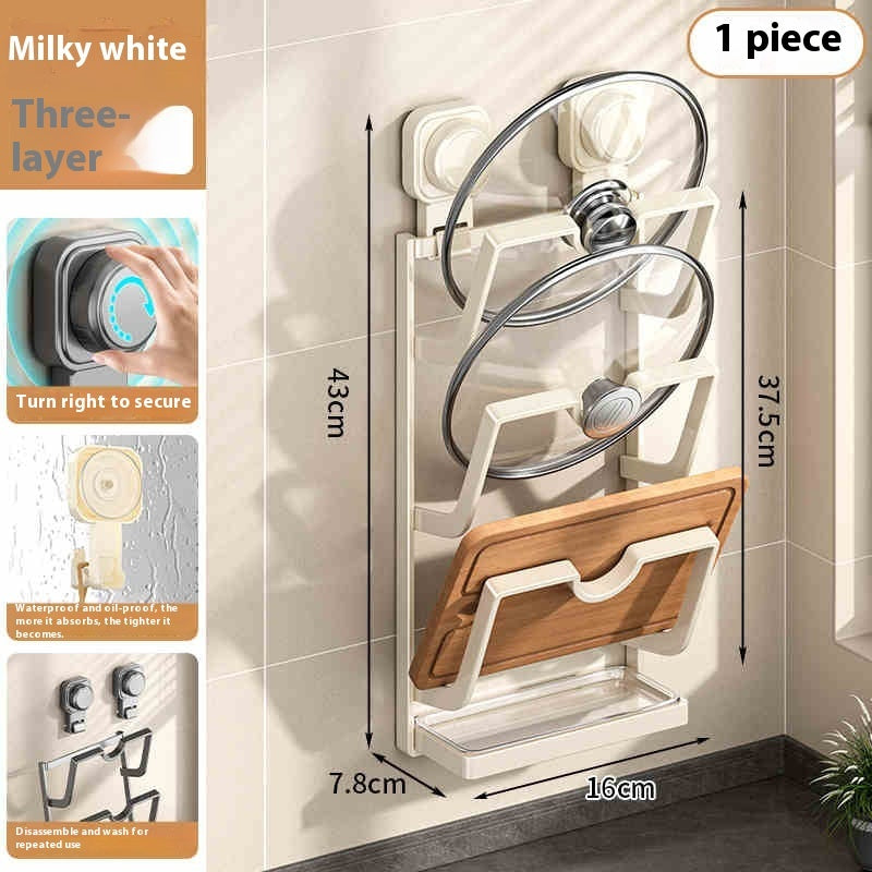 Wall Mount, Cabinet Door Mount Pot Lid Rack: Suction Cup Mount