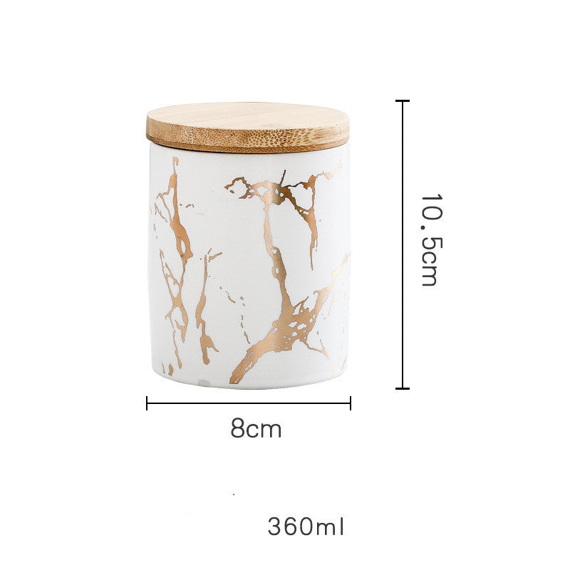 Mini Marbled Ceramic Canister with Airtight Bamboo Lid