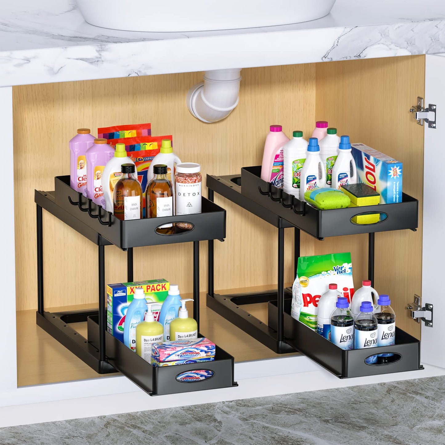 2-Tier Sliding Cabinet Under Sink Pullout Organizer