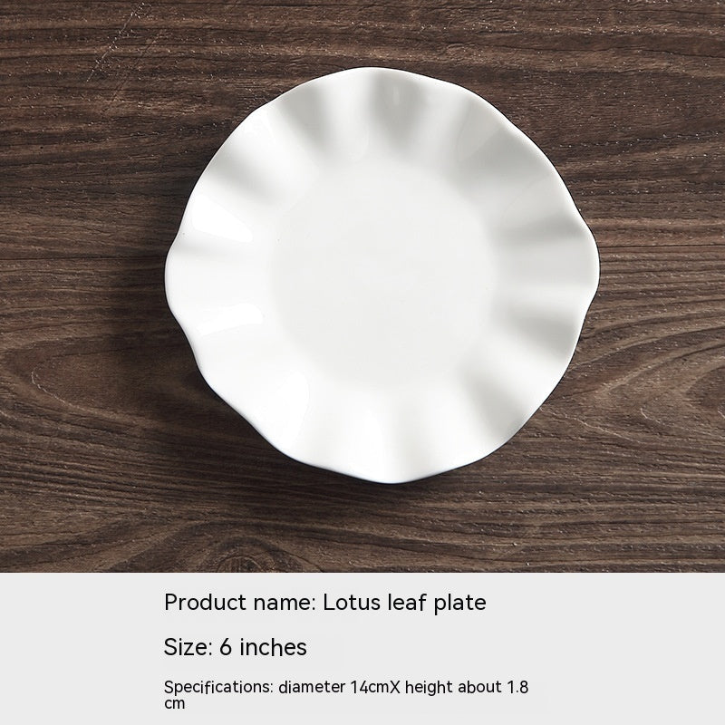 White Ceramic Embossed Dessert Plates