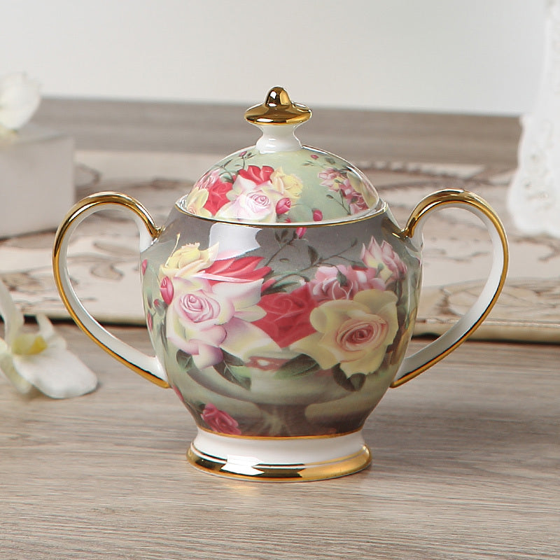 Floral & Gold Bone China Cup Set