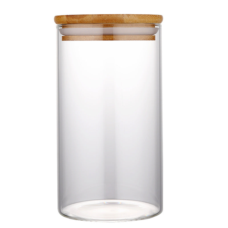Round High Borosilicate Glass Jar-Bamboo Lid