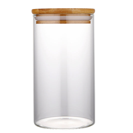 Round High Borosilicate Glass Jar-Bamboo Lid
