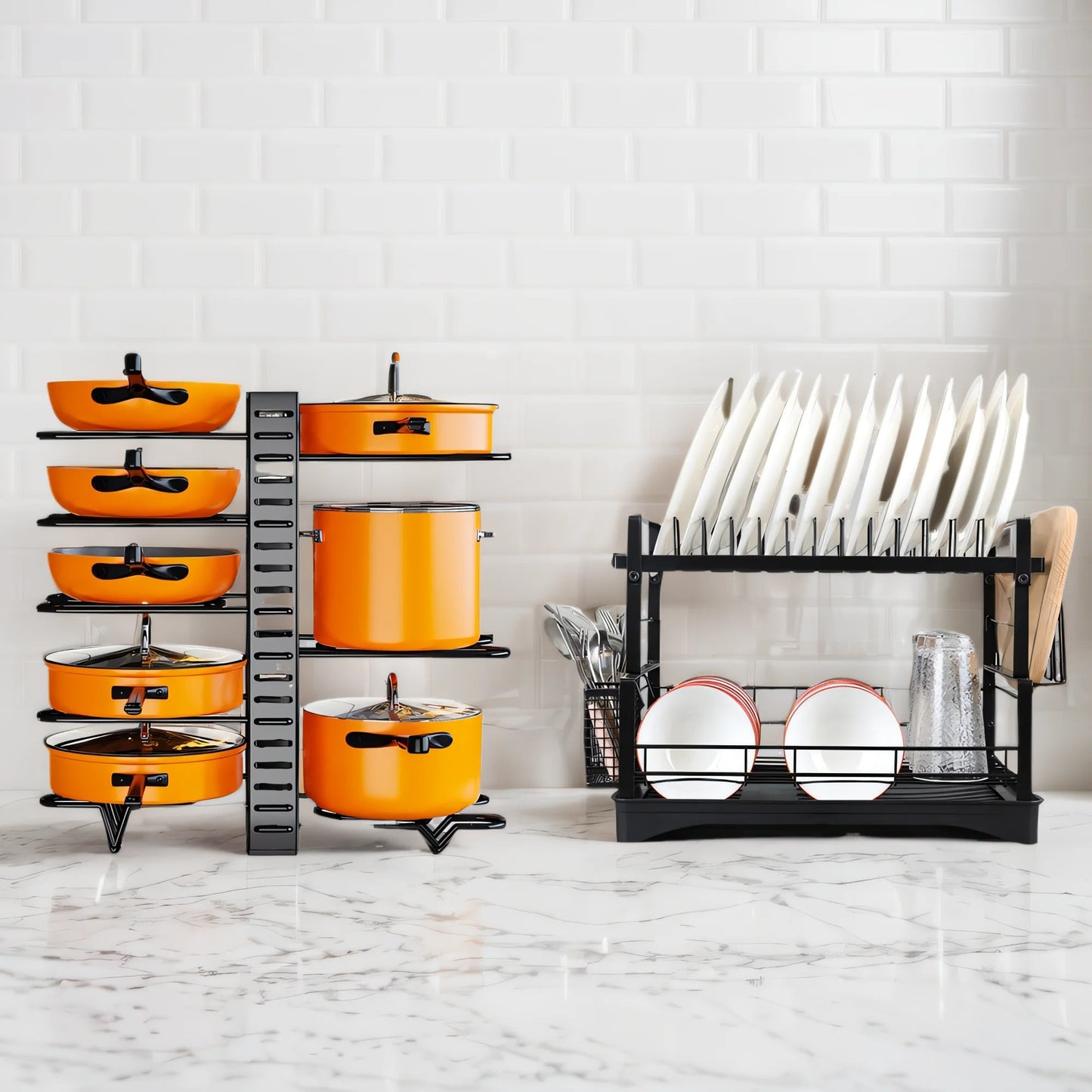 8 Tier Pot And Pan Organizer For Kitchen Counter or Cabinet