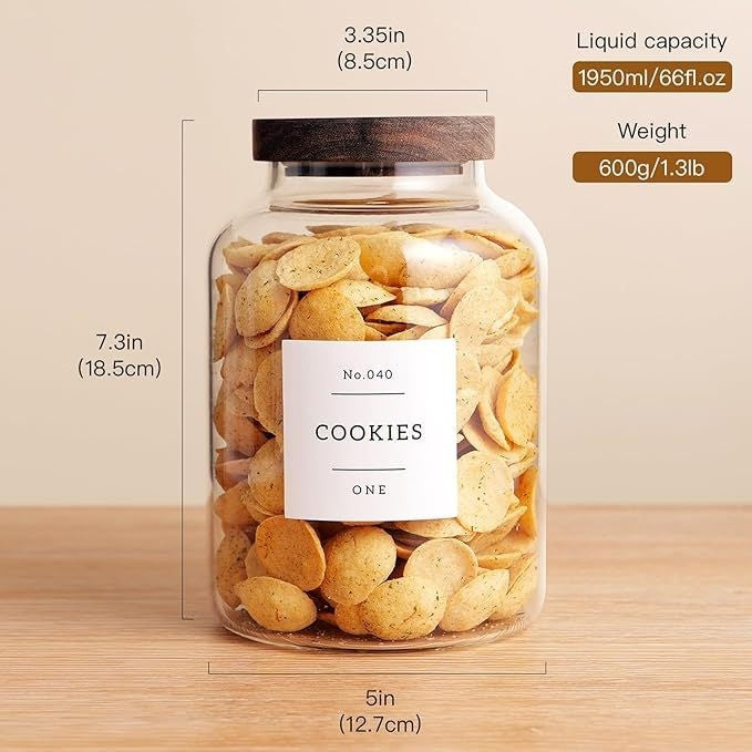Large Capacity Glass Jar with Wood Tone Screw Top- Set of 2