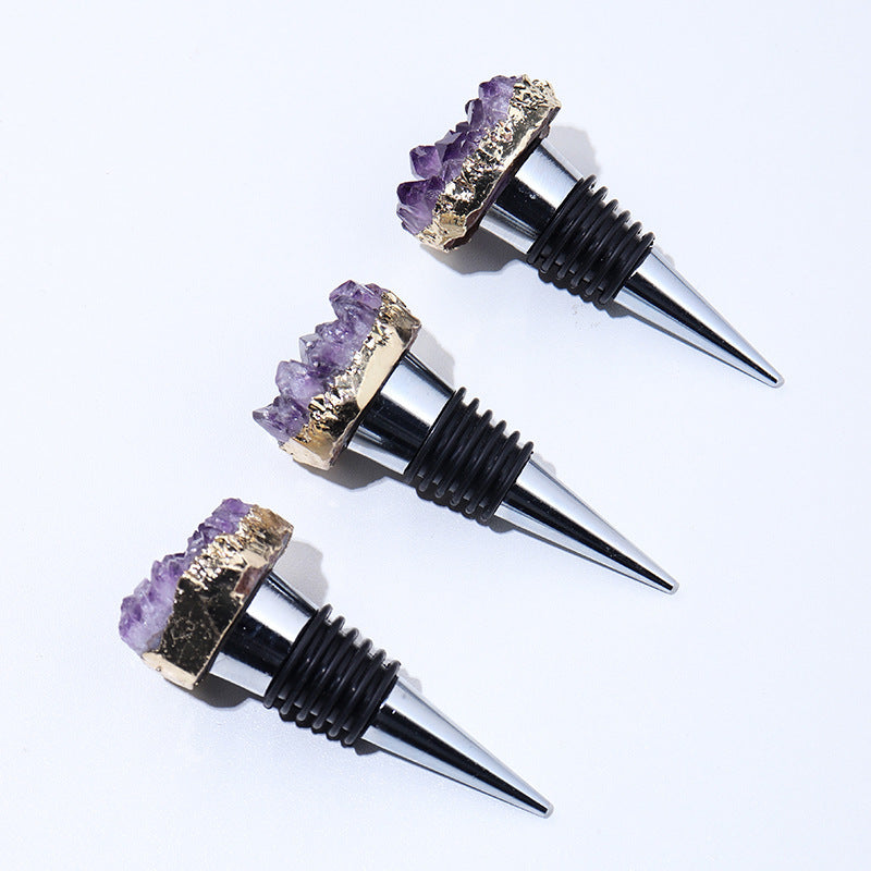 Amethyst Cluster Crystal Wine Bottle Stopper