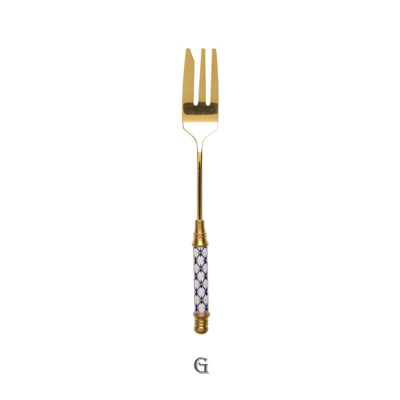 European Retro Stainless Steel Golden Dessert Fork
