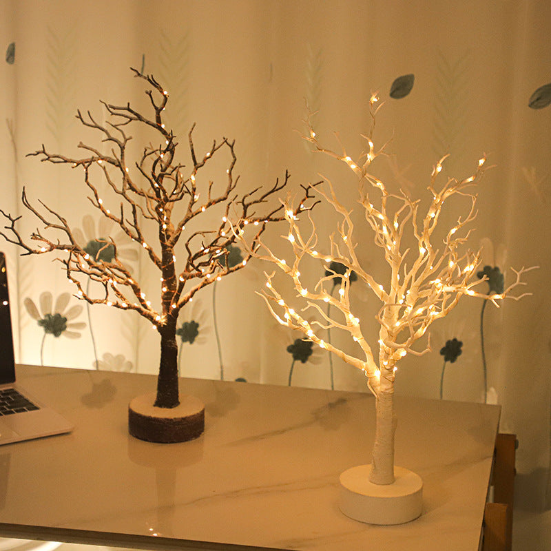 Lamps: Winter Tree Branches with Fairy Lights LED Table Lamp