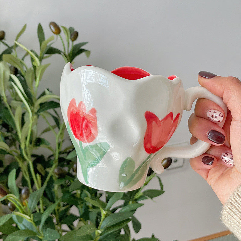 Scalloped Painted Flower Cups