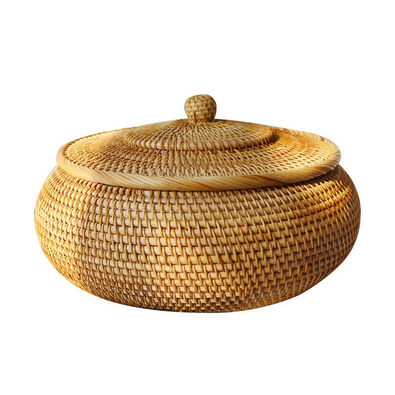 Round Rattan Basket with Lid