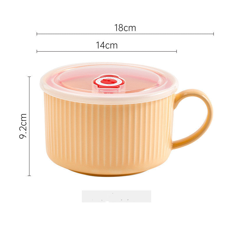 Tableware: Large Ceramic Large Soup Mug -Airtight Lid