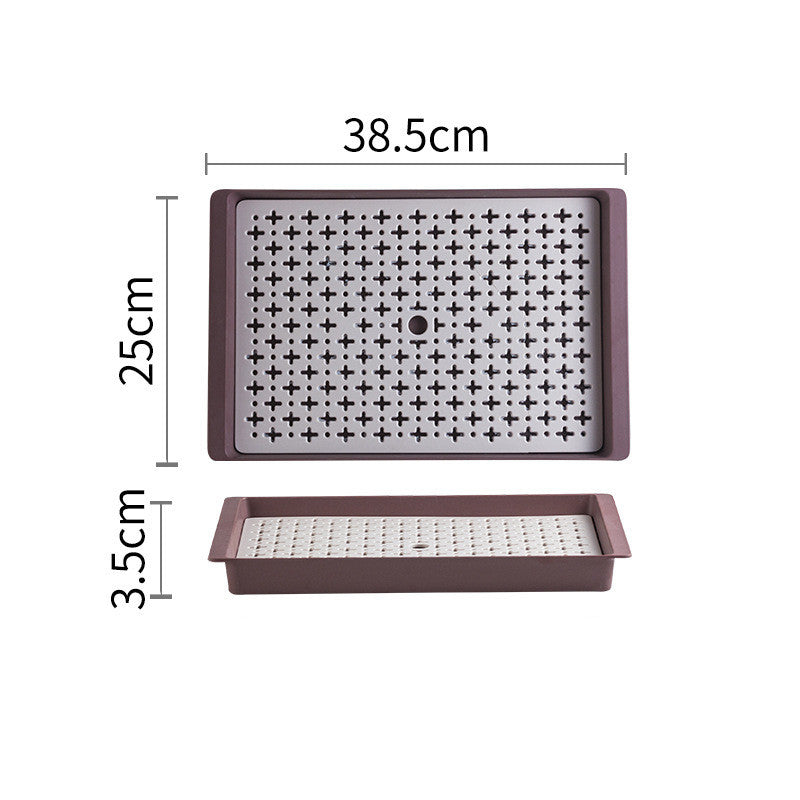 Serving Tea Tray with Drain Mat