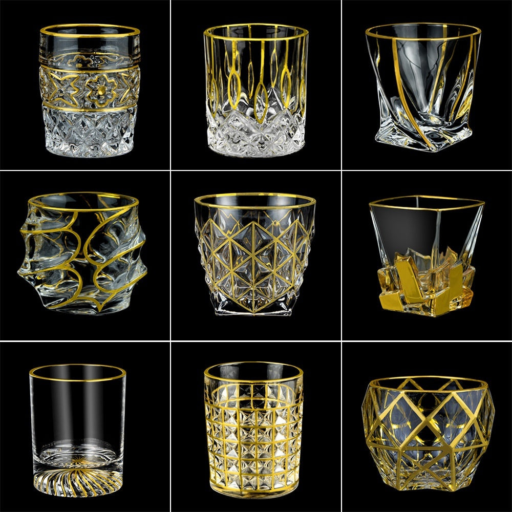 Crystal Drinking Glasses with Gold Gilding