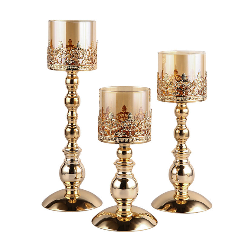 Candle Holder-Crystal Glass & Metal