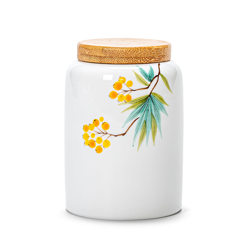 Airtight Hand Painted Ceramic Japanese Tea Jar