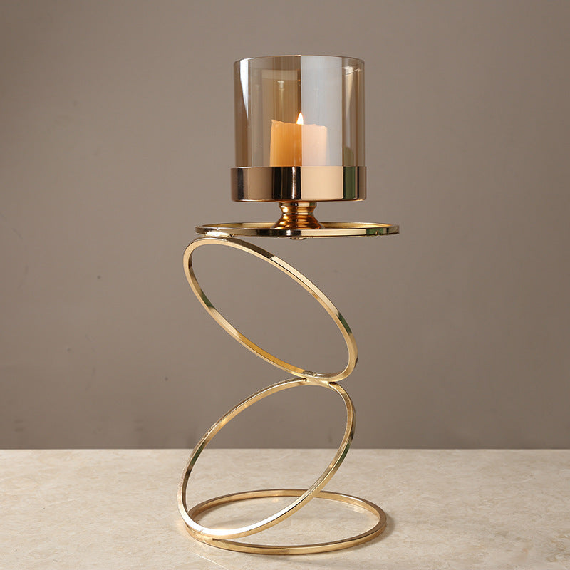 Gold Cascading Circles Candle Holder