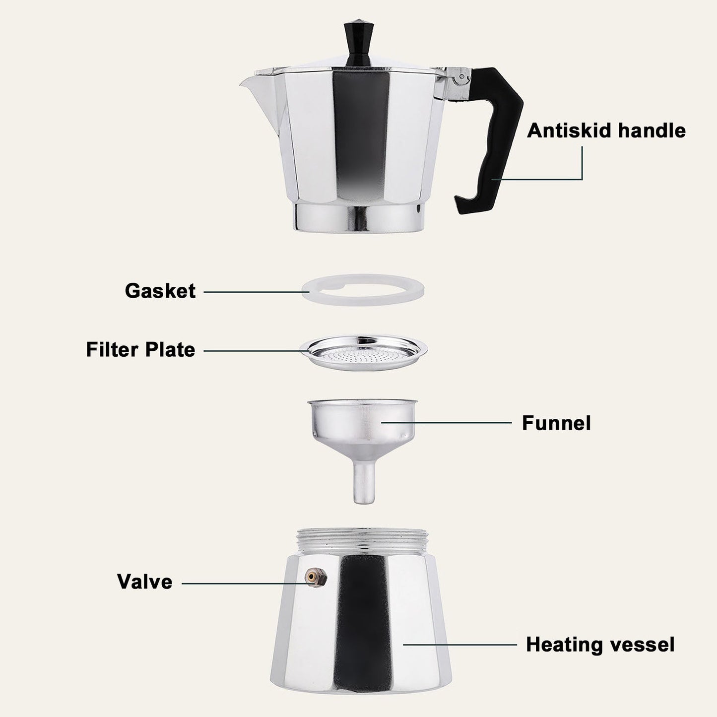 Silver Italian Moka Pot-180ml