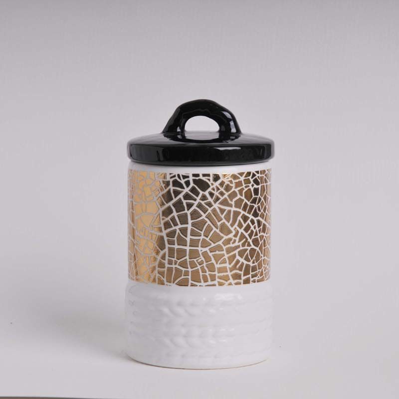 Checkerboard or Crackle Pattern Ceramic Canisters