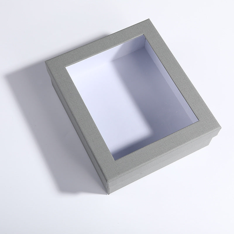 Flat Square Gift Box with Window Lid