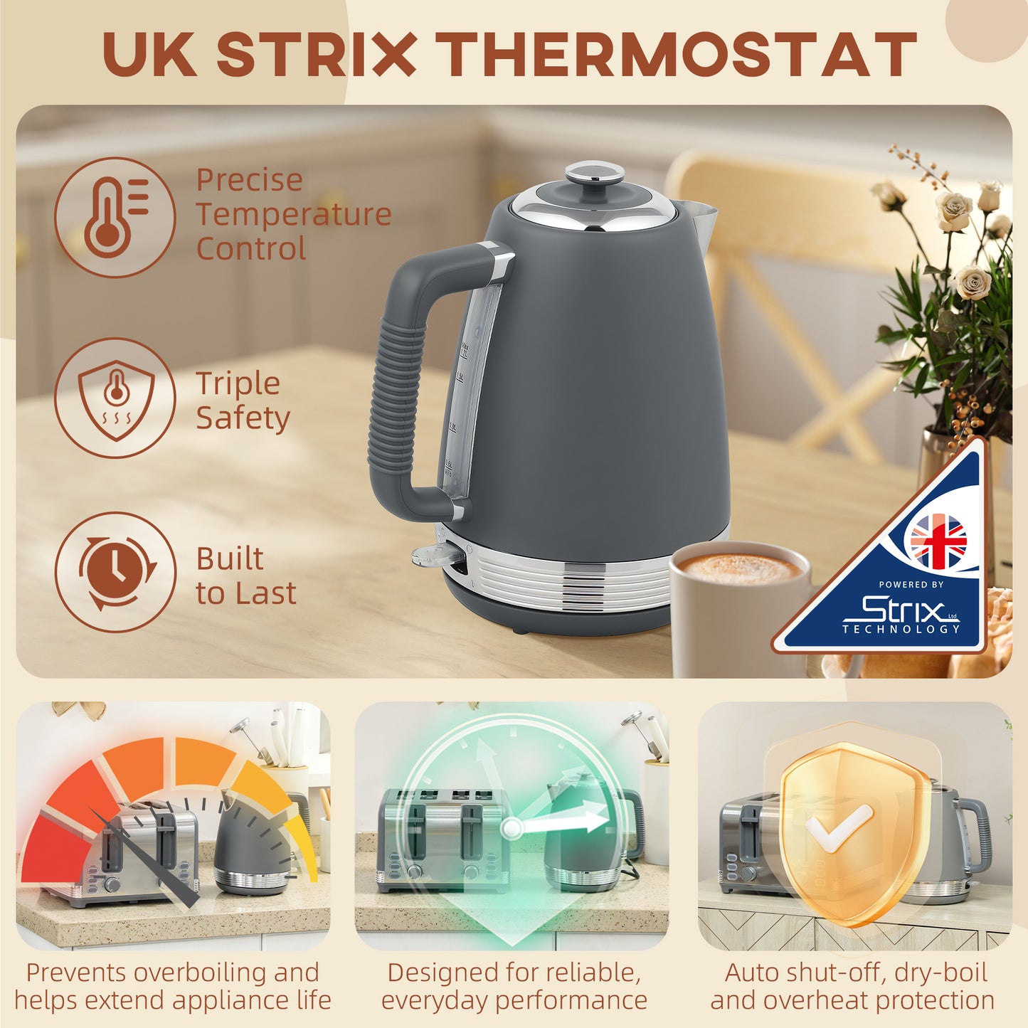 Stainless Steel Kettle And Toaster Set