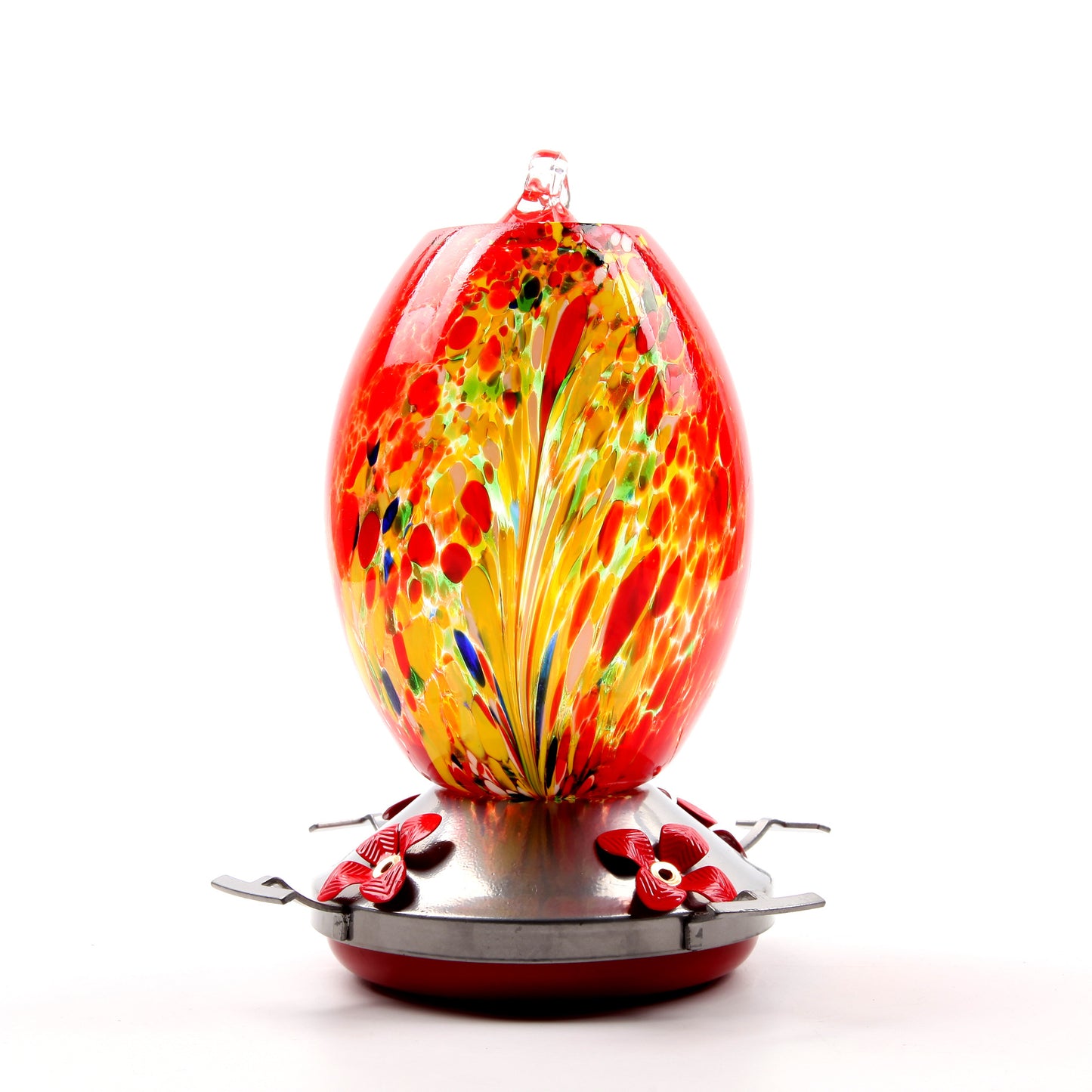 Vibrant Glass Hummingbird Feeder