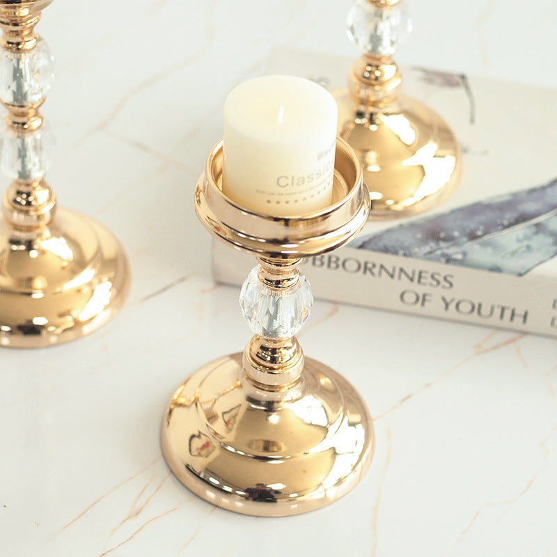 Candle Holder-European Gold Metal and Crystal