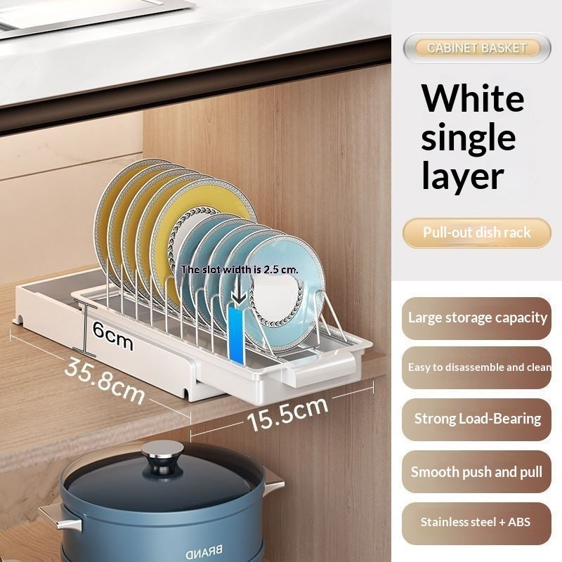 Kitchen Cabinet Built-in Pull-Out Dish Rack Drawer