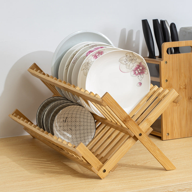 2-Tier Bamboo Dish Drain Rack