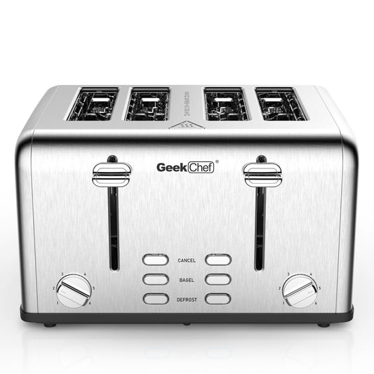 4-Slice Stainless Steel Toaster-Extra-Wide Slots by Geek Chef