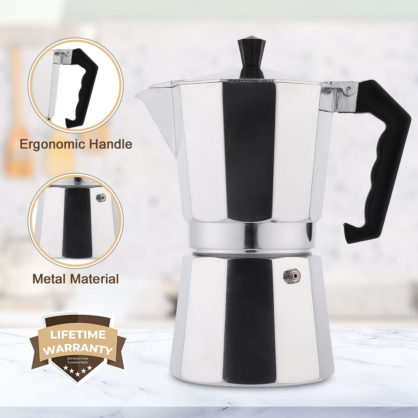 Silver Italian Moka Pot-180ml