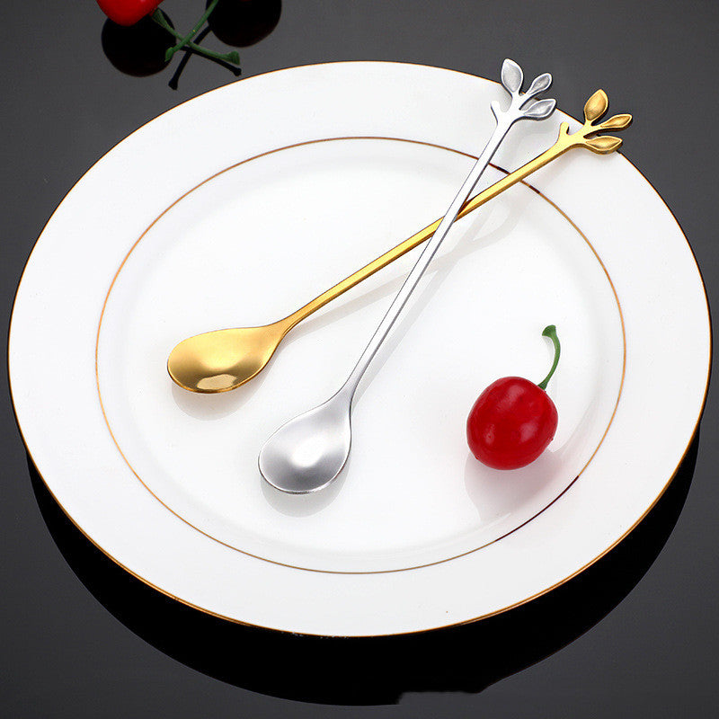Leaf Design Stainless Steel Dessert, Coffee, Tea, Chocolate Utensils