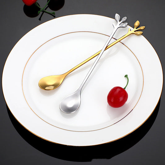 Leaf Design Stainless Steel Dessert, Coffee, Tea, Chocolate Utensils