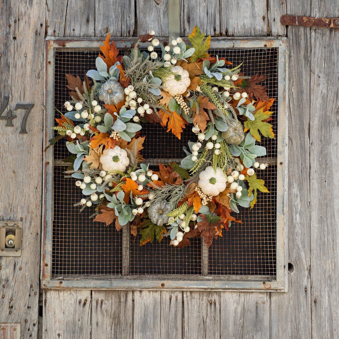 Autumn Leaves & Pumpkins Wreath