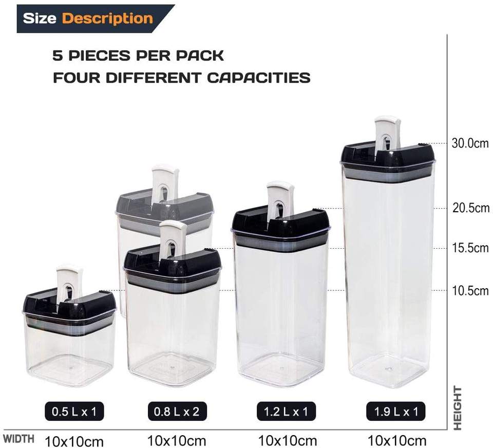 5pcs Easy Lock Airtight Pantry Storage Set