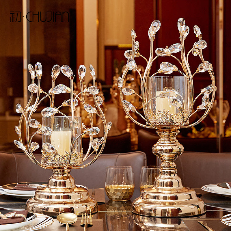 Candle Holder-Lux Metal and Glass