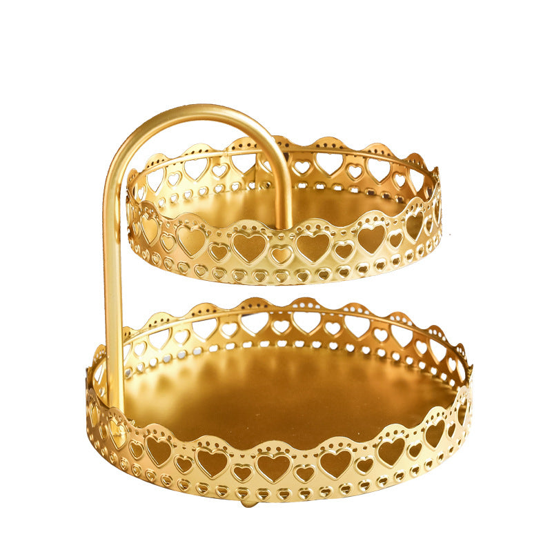 2-Tier Gold Fruit-Pastry-Dessert Tray