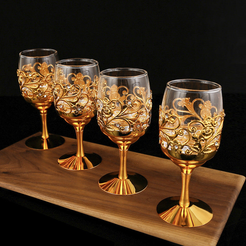 Metal & Glass Floral Wine Glass