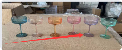 Reeded Coupe Glass with Gilt Edge Cocktail or Dessert Glass
