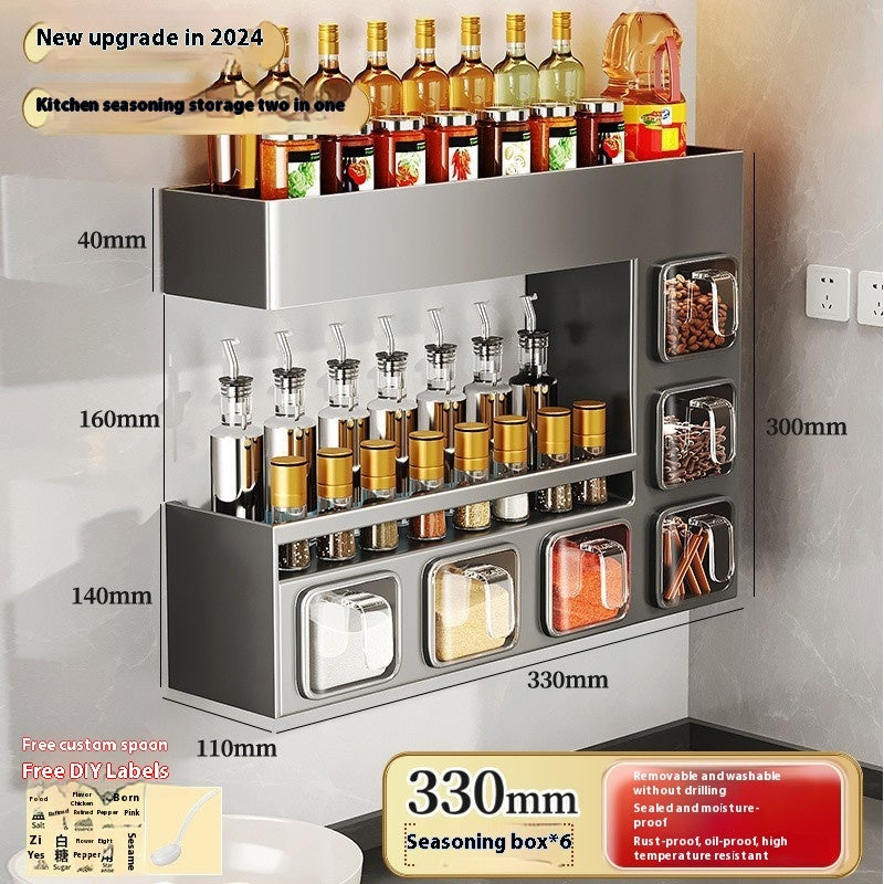 All-in-One Kitchen Storage Rack: Dry Ingredients, Bottles, Jars, and Cans