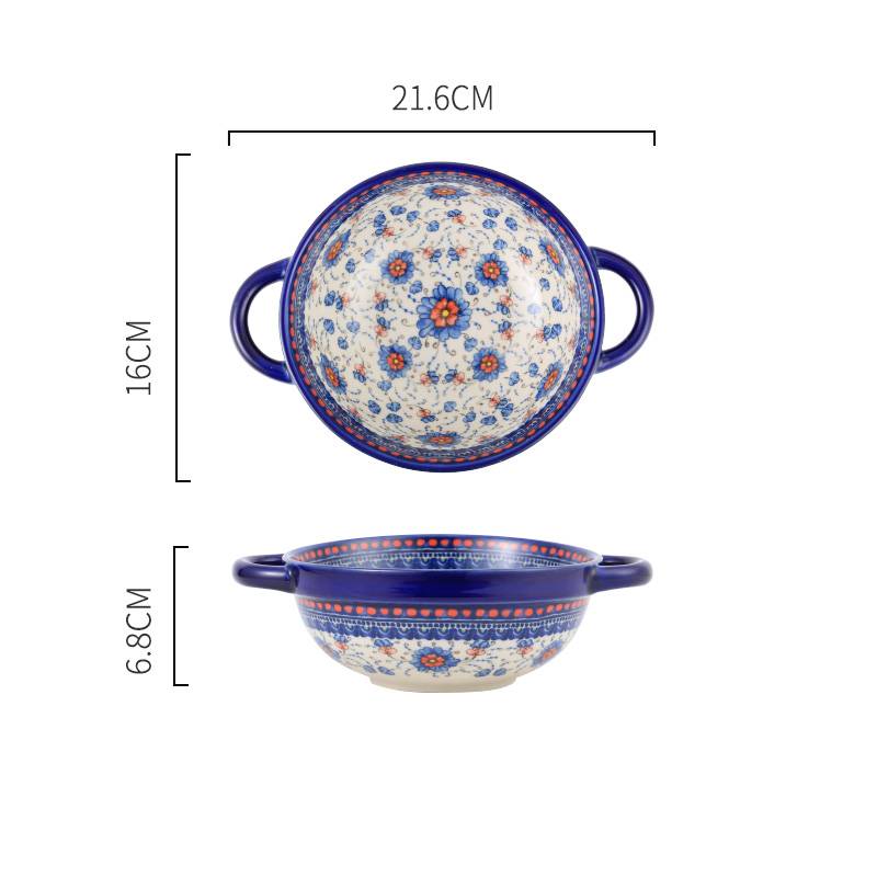 Pastoral French Underglazed Porcelain Ceramic Baking Dishes