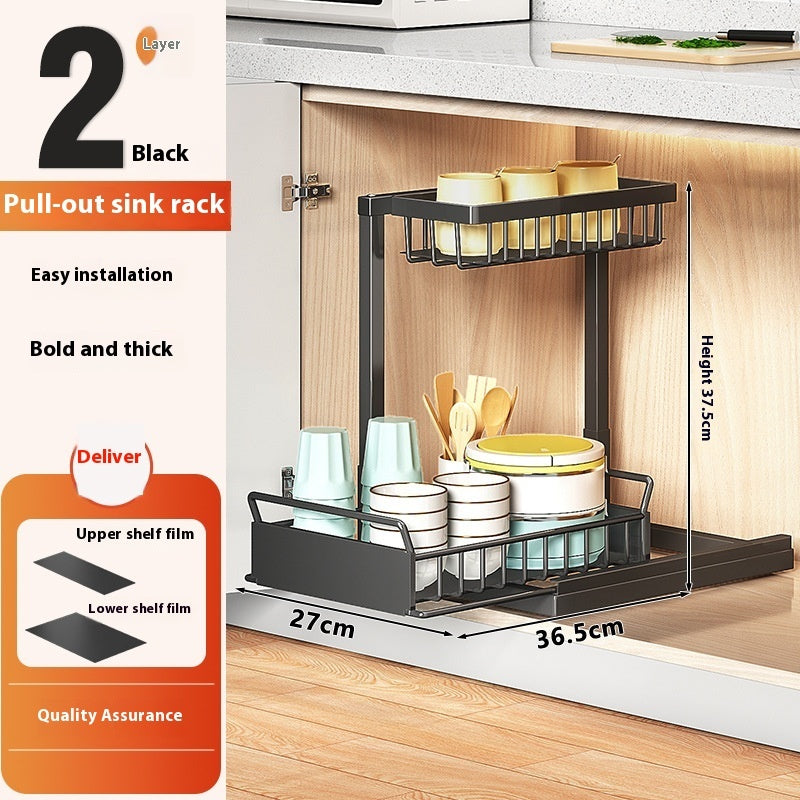 Kitchen Cabinet 2-Tier Pull-Out Organizer Rack