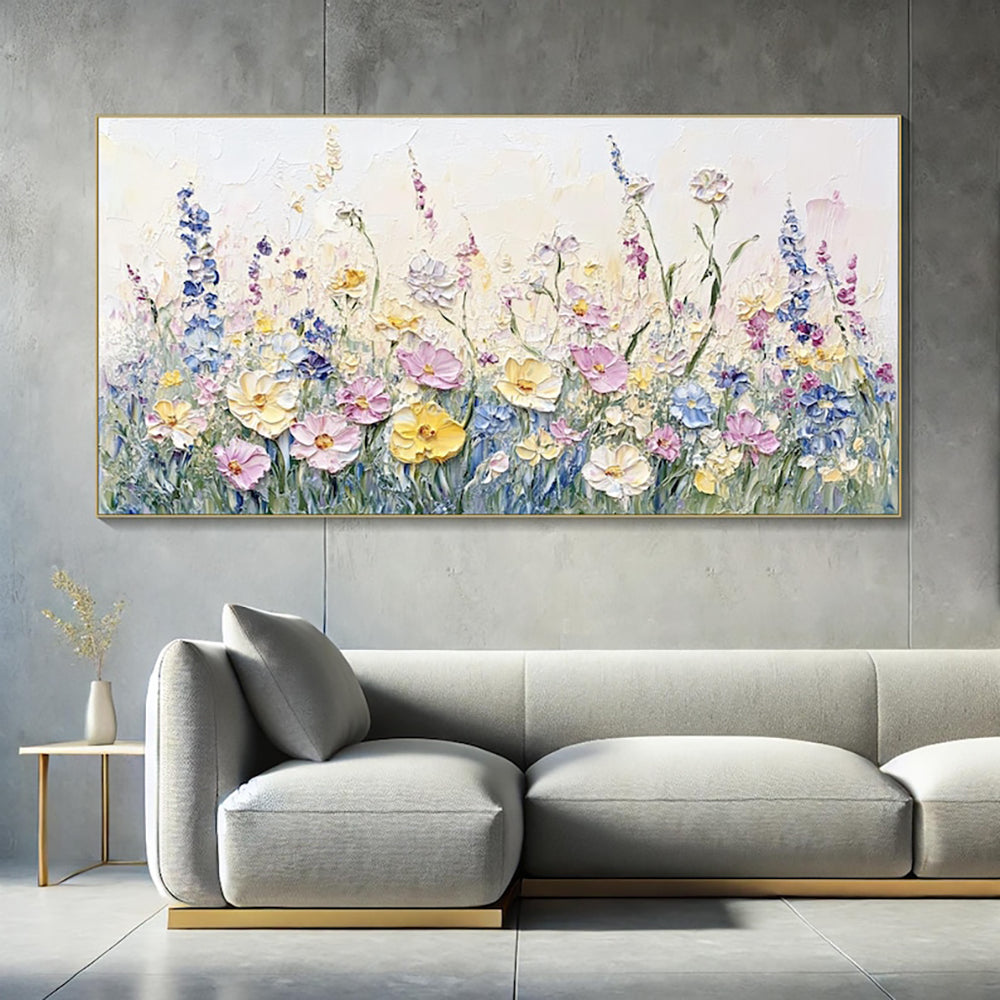 Suzannah's Kitchen Handmade Oil on Canvas Painting with Thick Dimensional Flowers