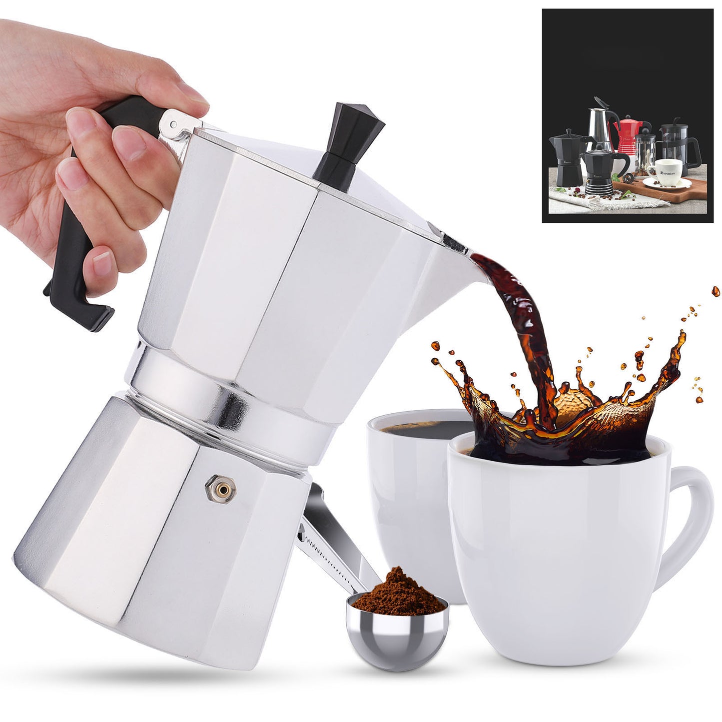 Silver Italian Moka Pot-180ml