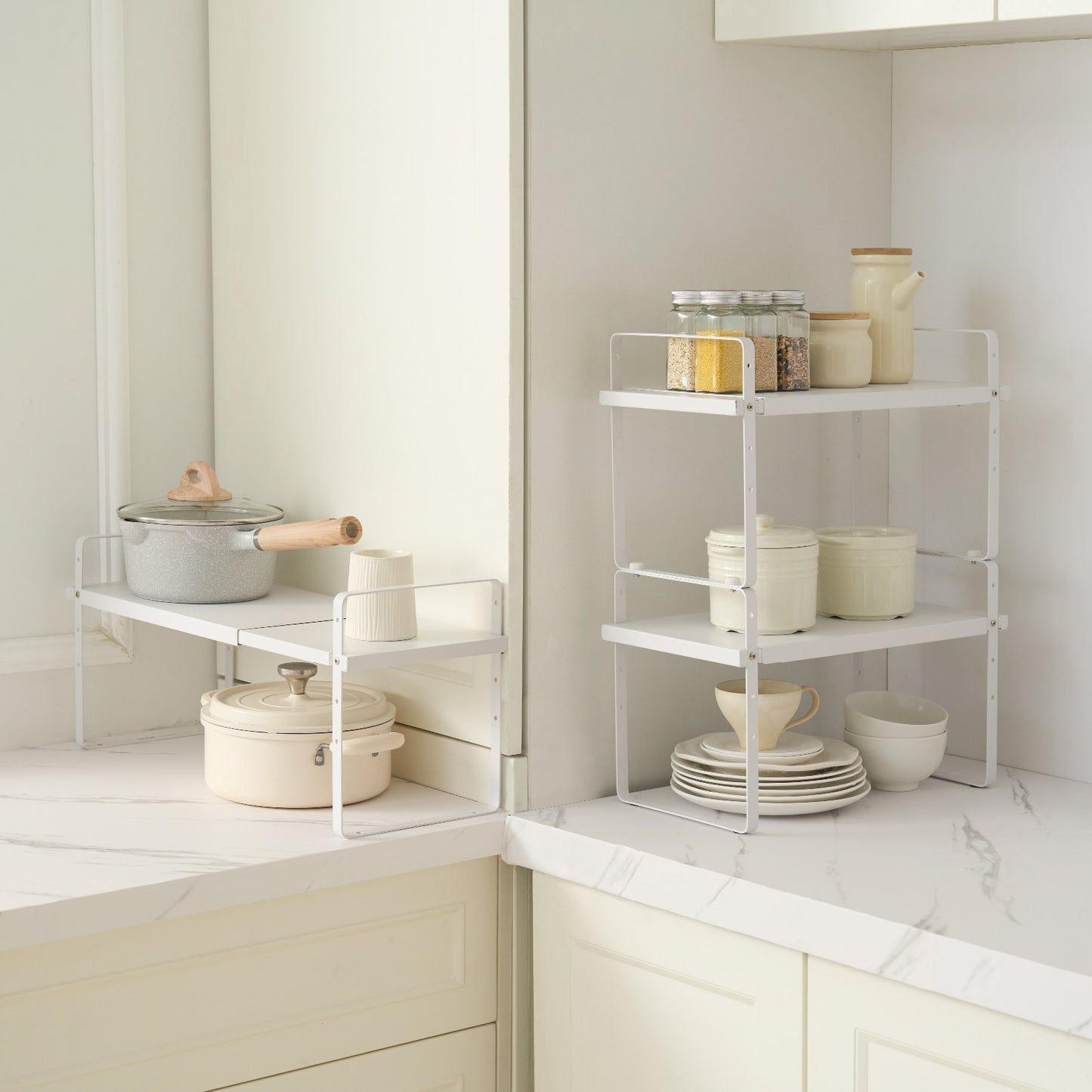 2 Tier Stainless Steel Adjustable Countertop or Cabinet Organizer Shelf